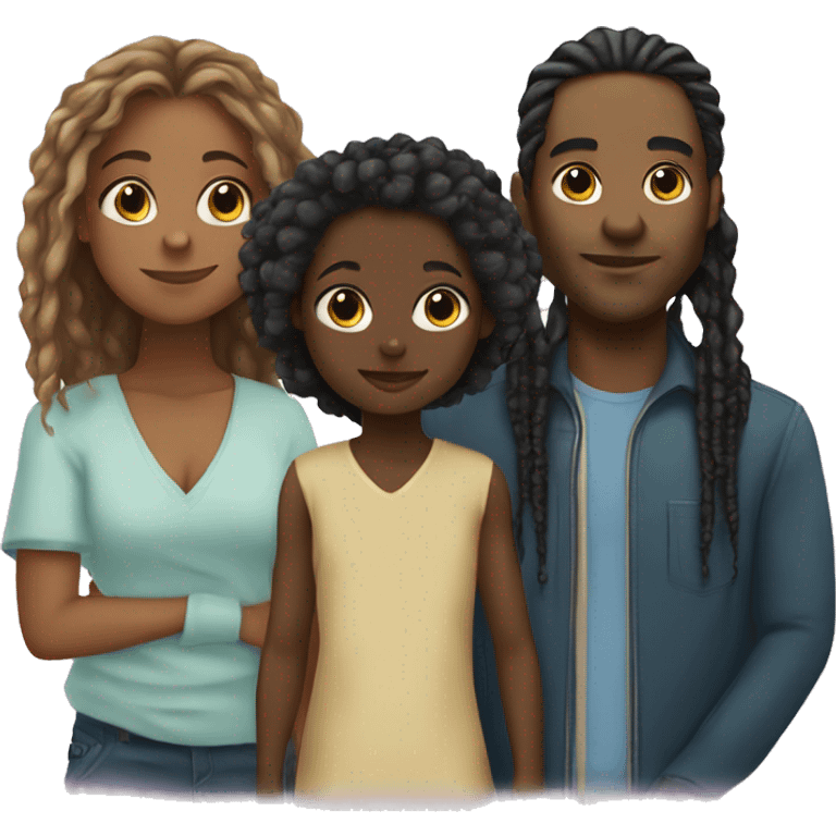 Black girl with long hair with man with locs and a baby boy emoji