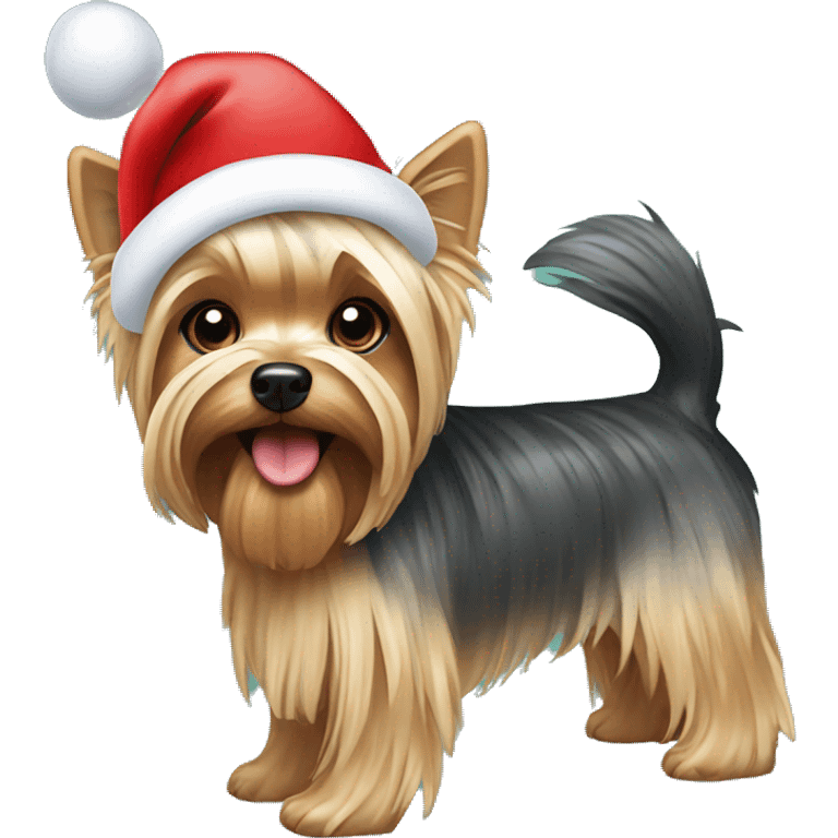 yorkshire terrier in christmas spirit emoji