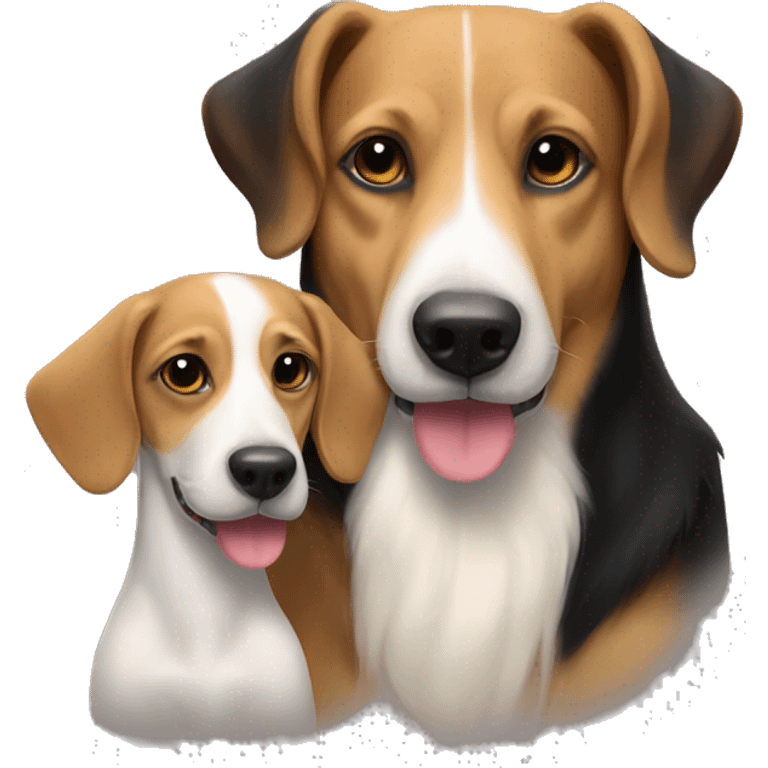 Beagle and Belgian Shepherd sharing love emoji