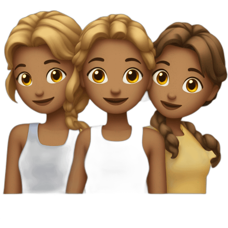 Trois filles qui se font un câlin  emoji