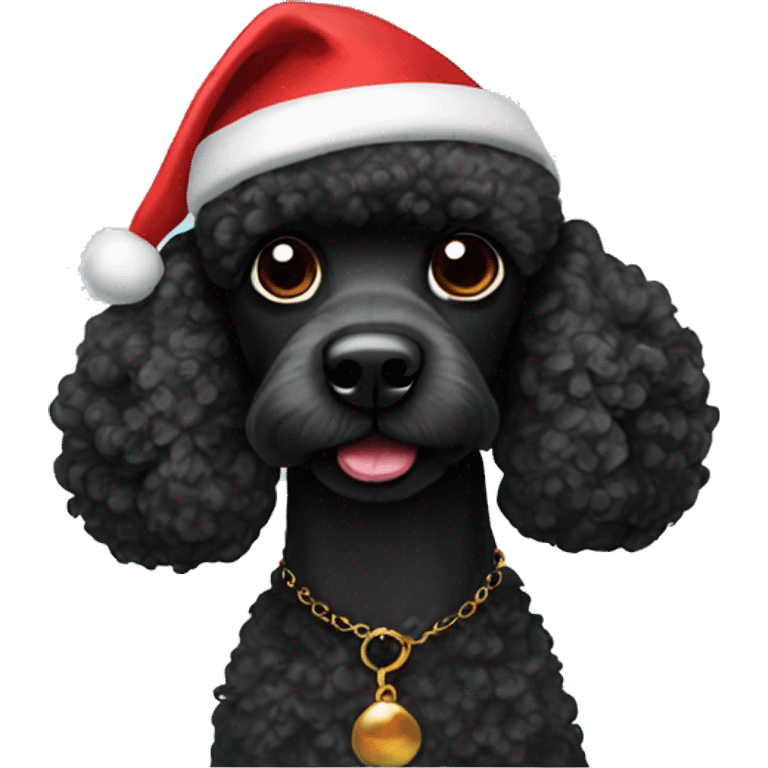 Black poodle with Santa hat  emoji