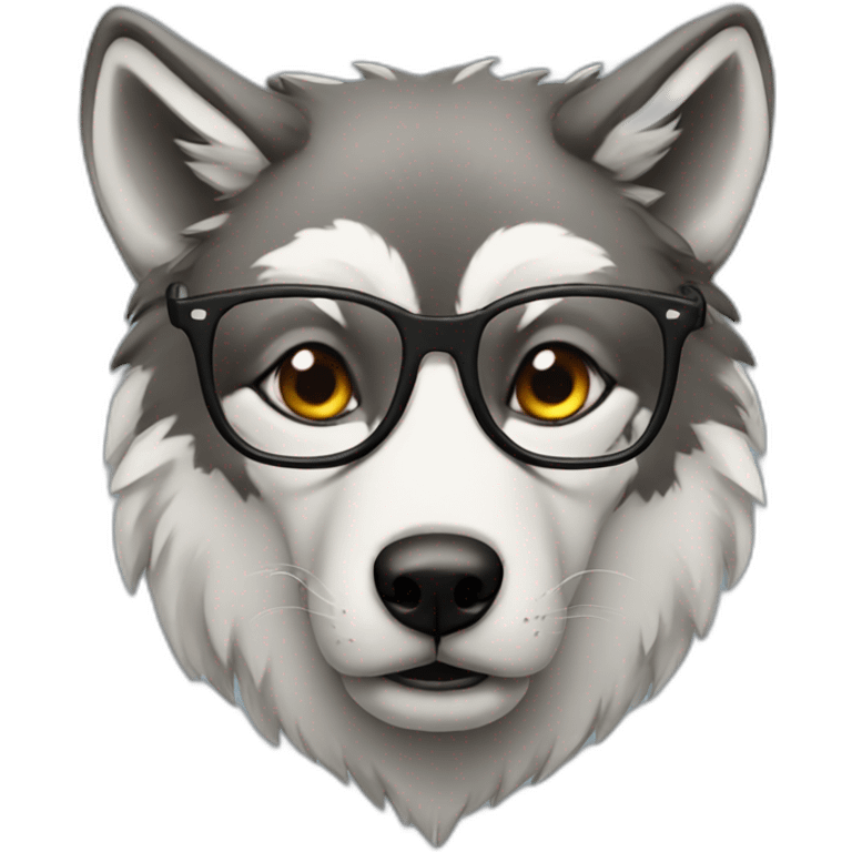 Wolf with glasses emoji