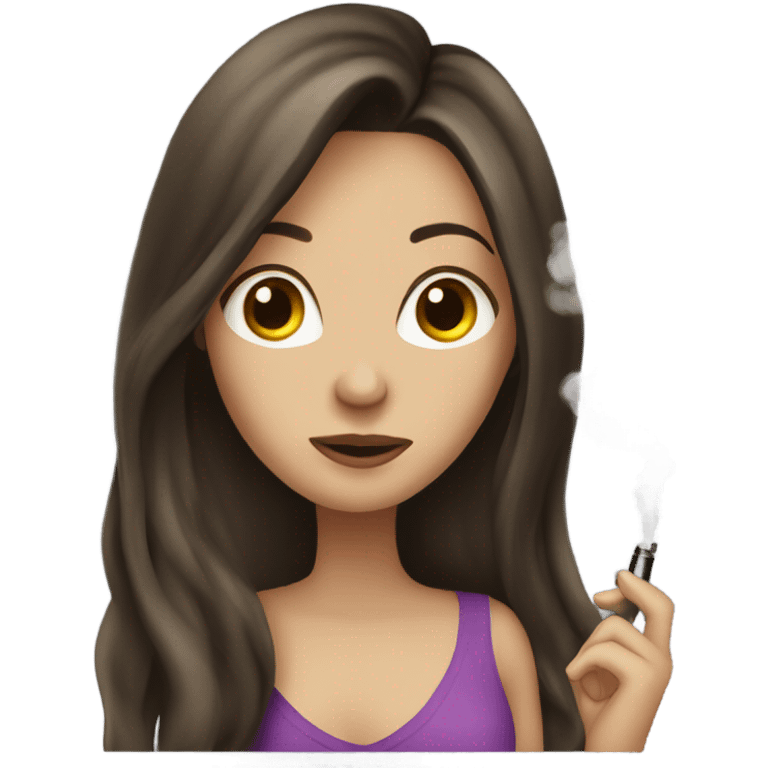 Long hair Brunette girl  vaping emoji