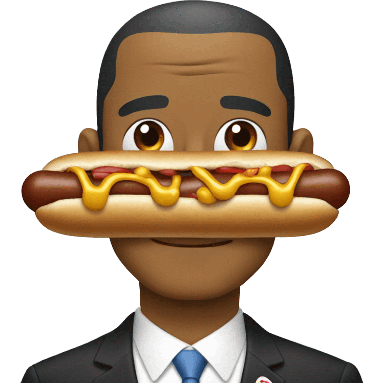 Obama with a hotdog emoji