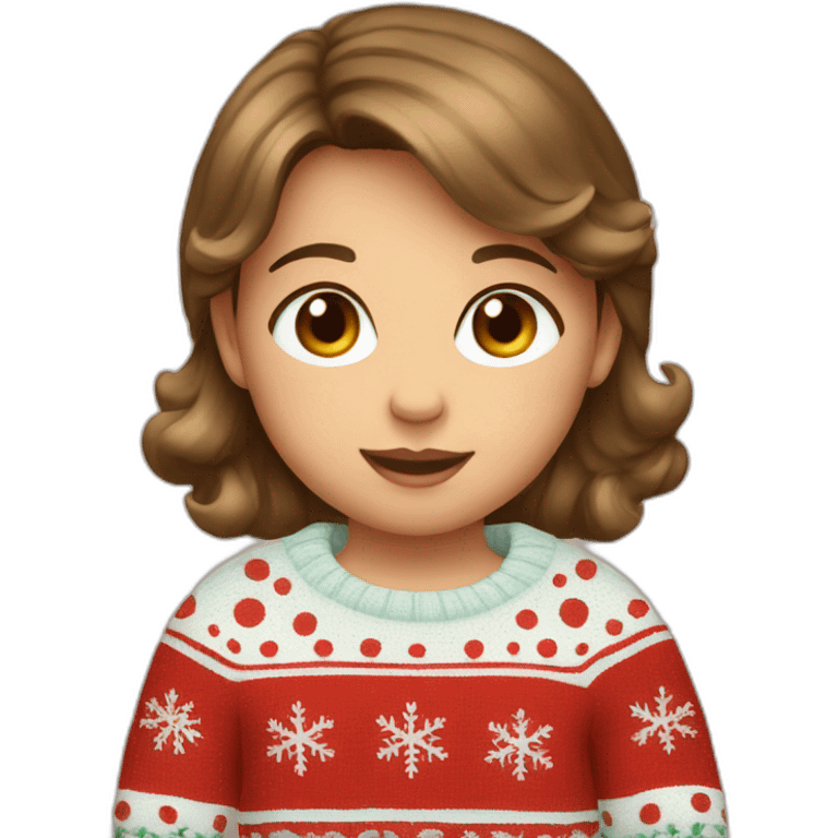 Brown hair baby in Christmas pullover emoji