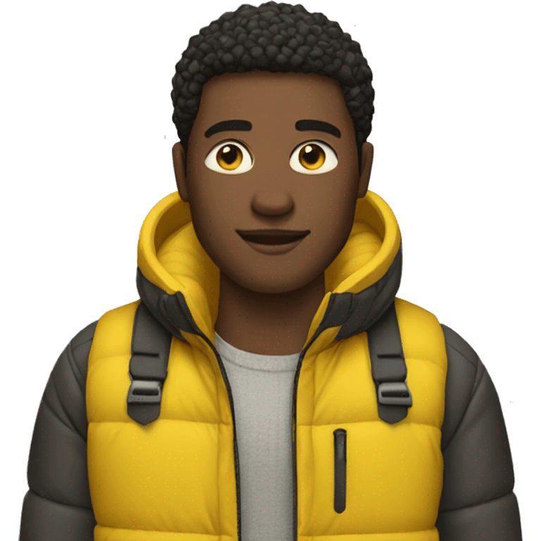 Black man wearing a yellow puffer jacket  emoji