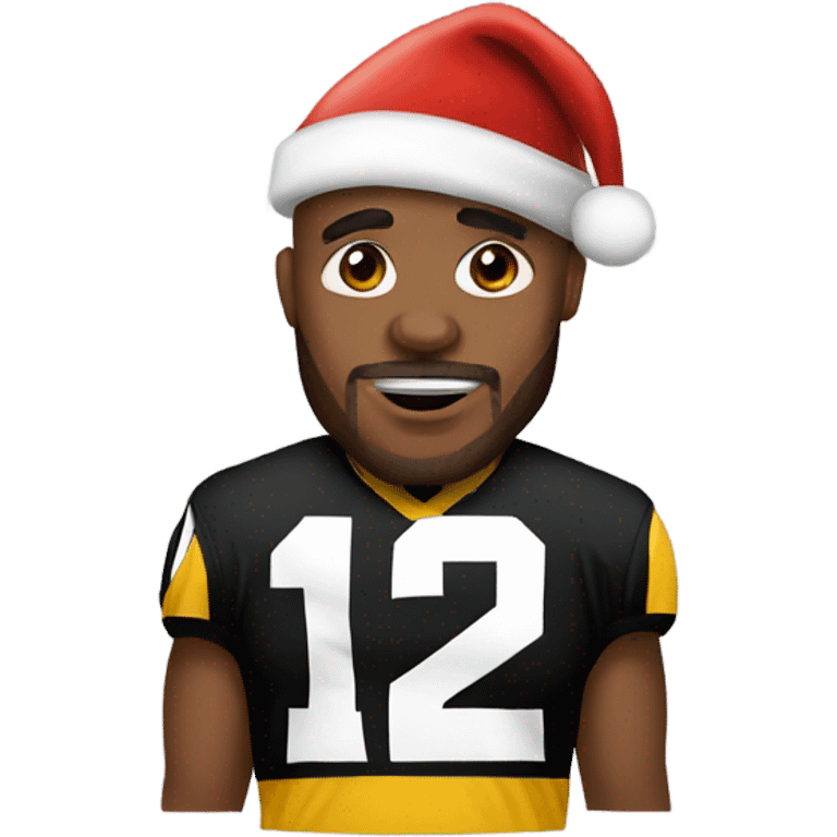 Steelers player in Santa hat emoji