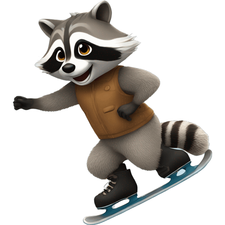 RACCOON, Rubber, dancing on ice skates   emoji