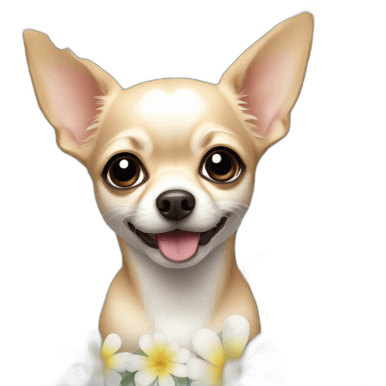 cute chihuahua with blue eyes and flowers emoji