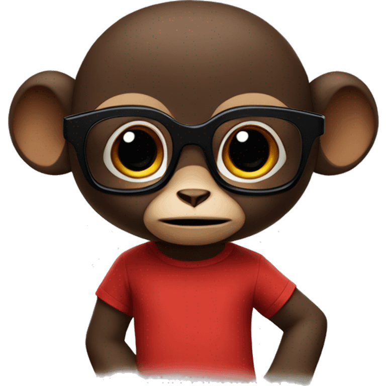 Cheburashka in a red T-shirt and black glasses emoji