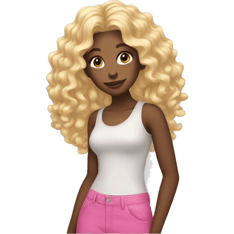 a black girl with some curly blonde hair emoji