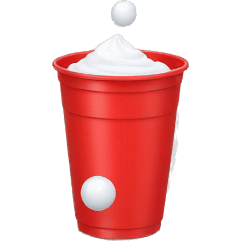 red plastic cup with a white small ball falling in emoji