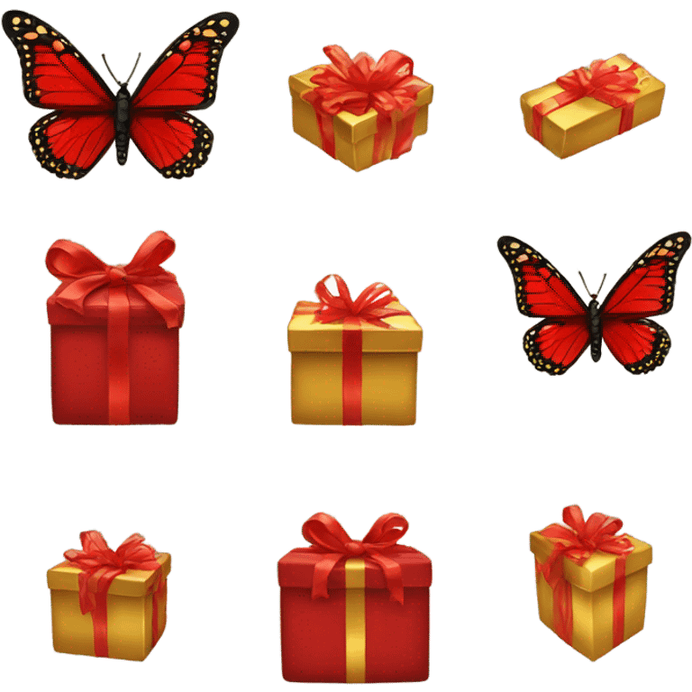 gift gold add red bow add red butterfly  emoji