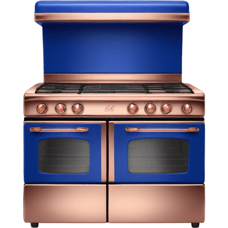 Realistic royal blue and rose gold retro vintage oven. emoji