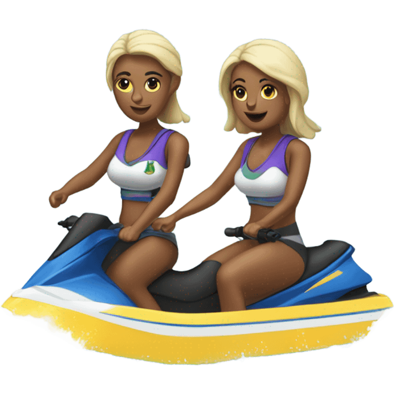 Twin bitchies hoppin off a jetski emoji