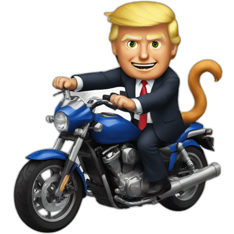 Trump riding a crazy cat emoji