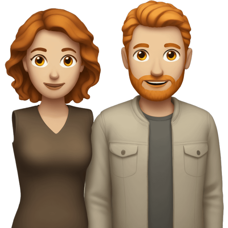 Brunette woman with a ginger man  emoji