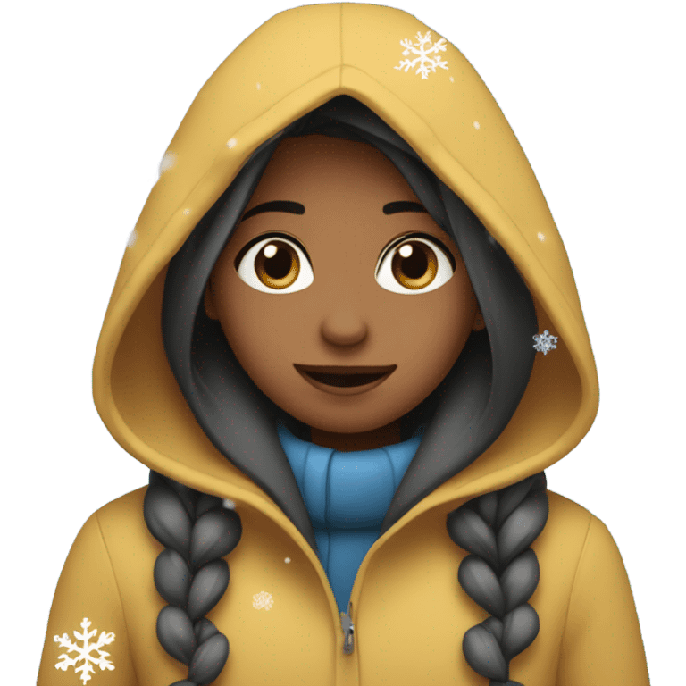 hooded girl in winter snow emoji