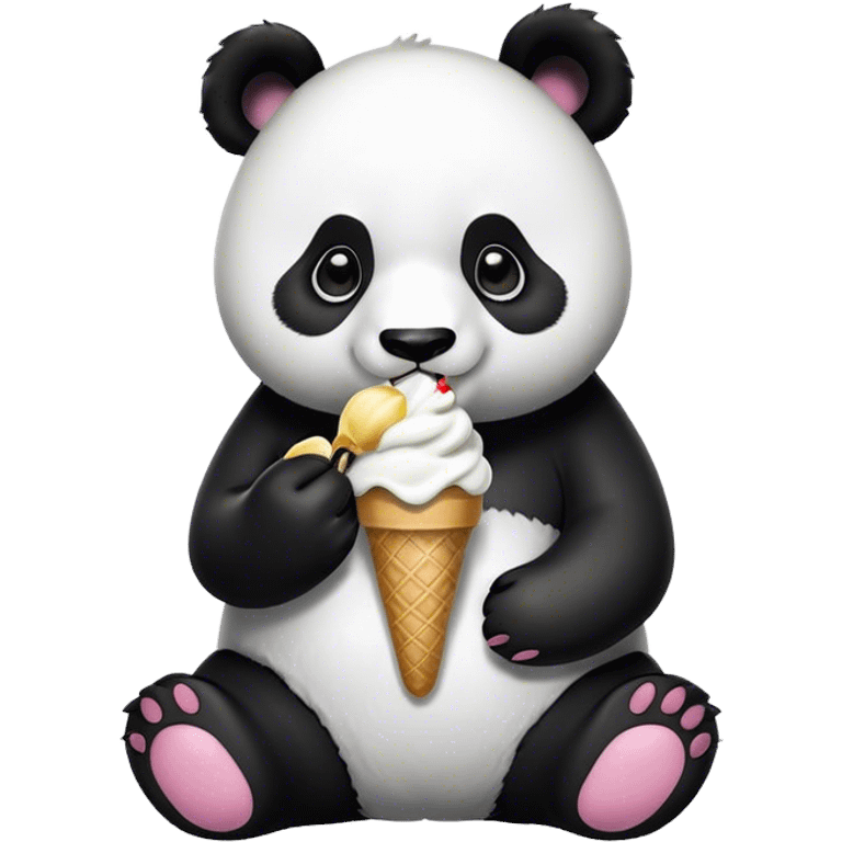 Panda eating ice cream emoji