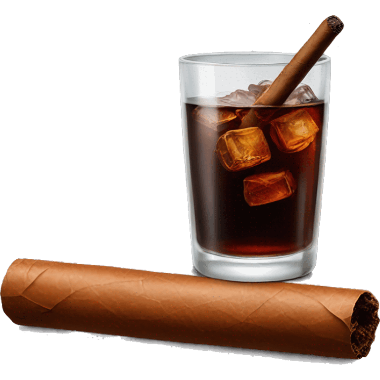 glass of cola next to a plain cigar emoji