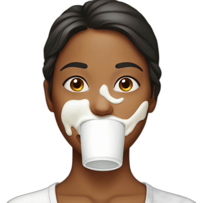 Woman with milk on her face emoji