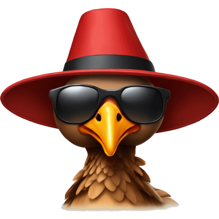 Turkey with red hat and sunglasses emoji