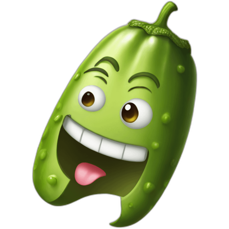 a pickle with a face  who is blushing like crazy  emoji