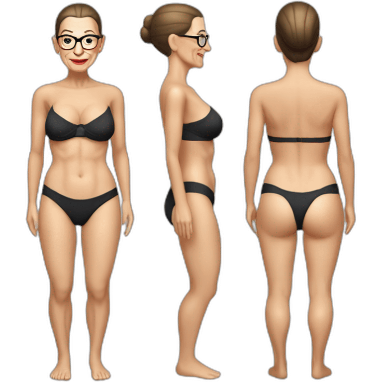 sexy ruth bader ginsburg wearing only a bikini bottoms no top (full body, ios17) emoji