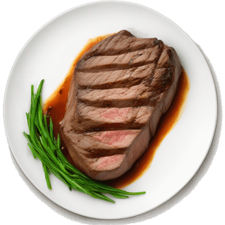 steak dish top view white plate emoji