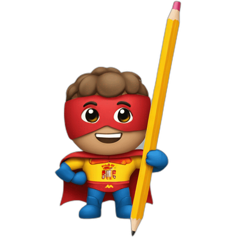 superhero pencil wearing a spain flag emoji