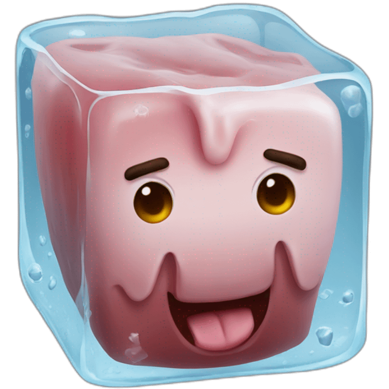 ice cube made of beef emoji