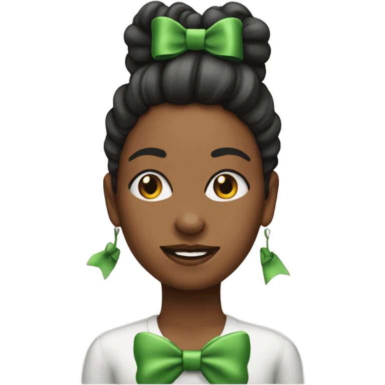 Realistic Yorker with a green bow in her hair emoji