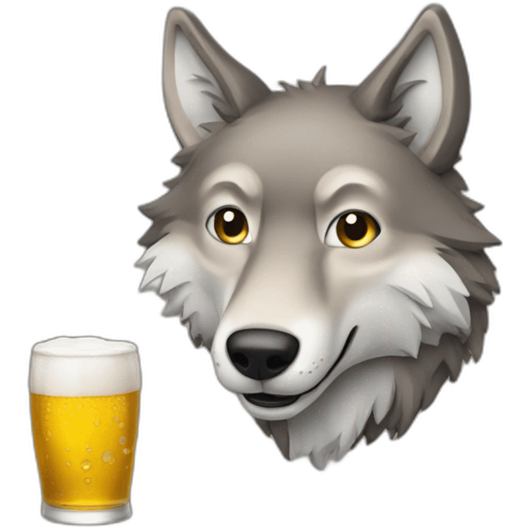 un loup avec une bierre emoji