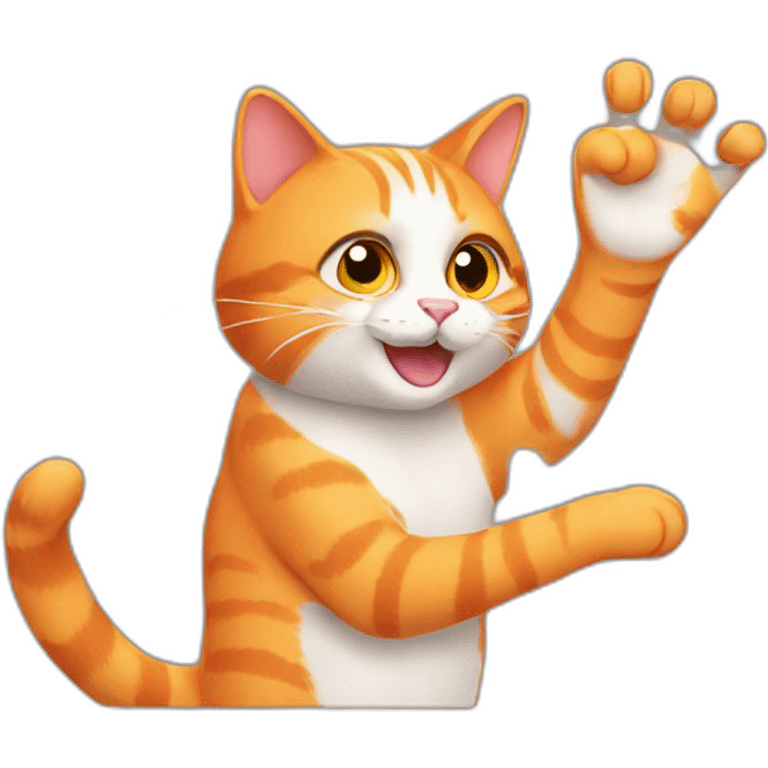 orange cat waving emoji