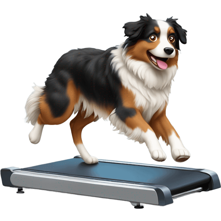 Australian Shepard running on a treadmill  emoji