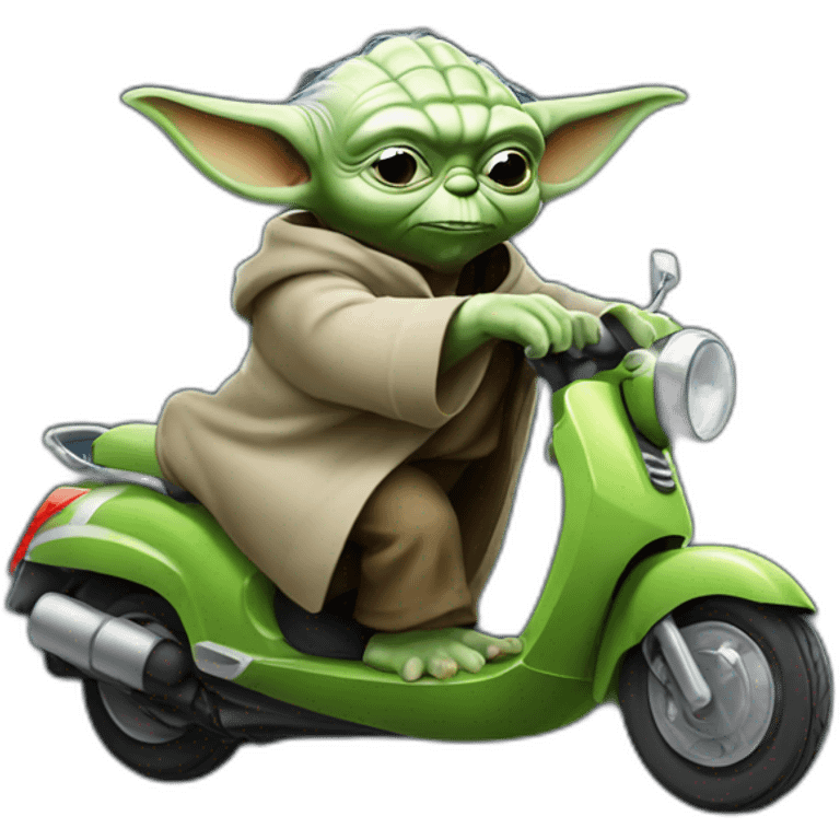 Yoda sur scooter en roue arrière emoji