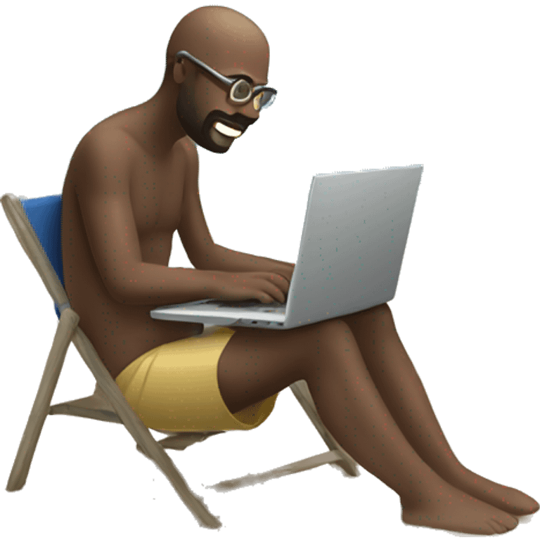 man with laptop on the beach emoji