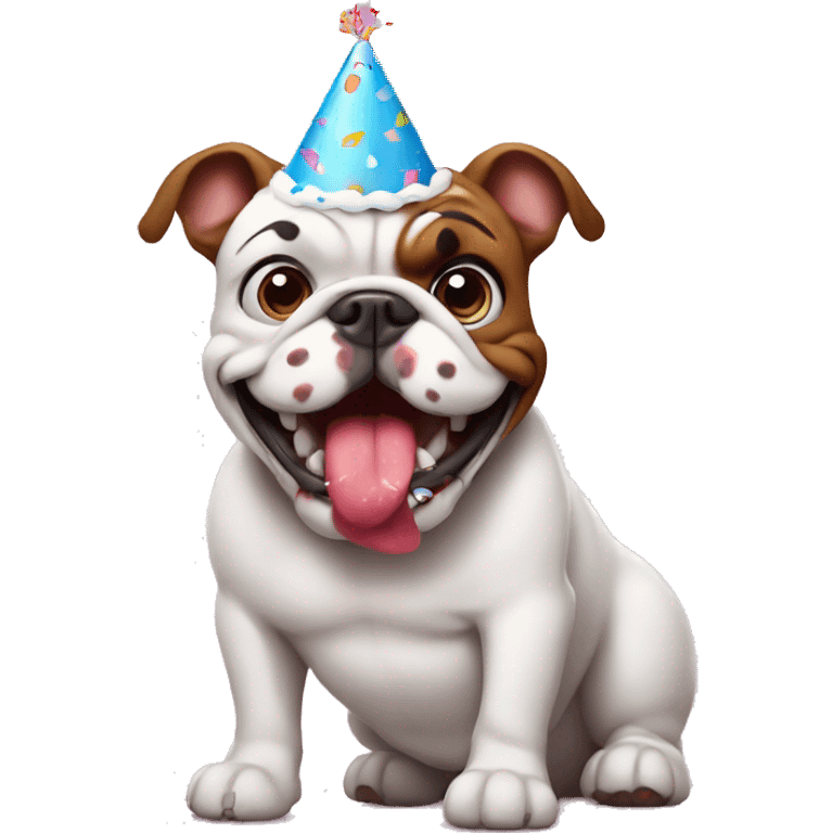 BullDog holding birthday cake emoji