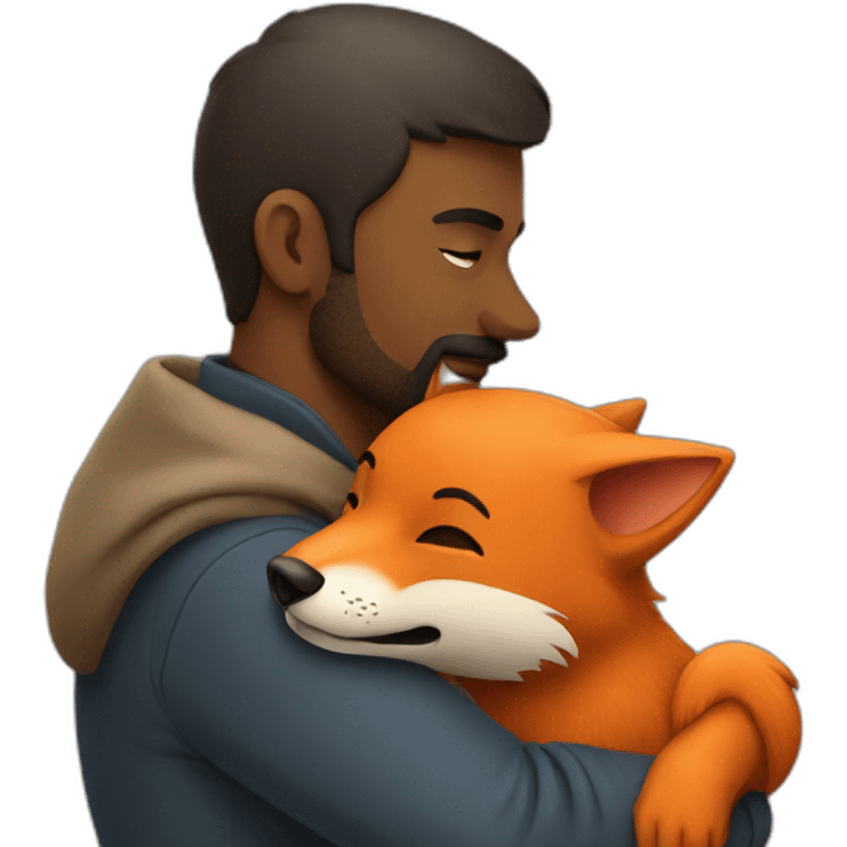 A man that hugs a fox. emoji