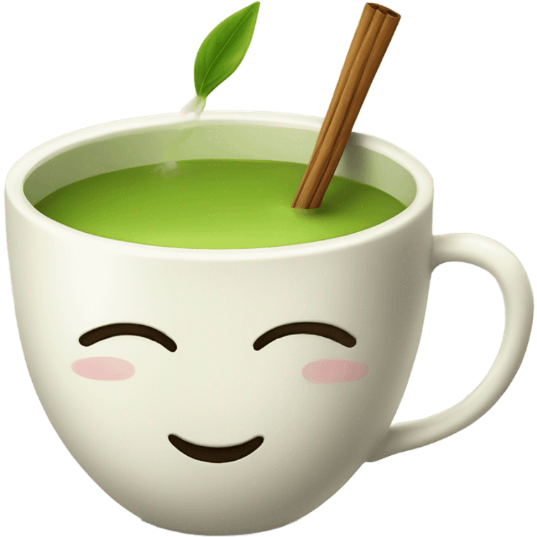 Matcha tea in a cup with a pink ribbon  emoji