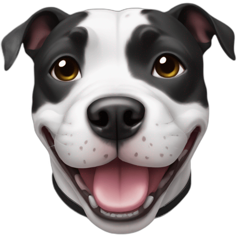 Black white Staffy smile emoji