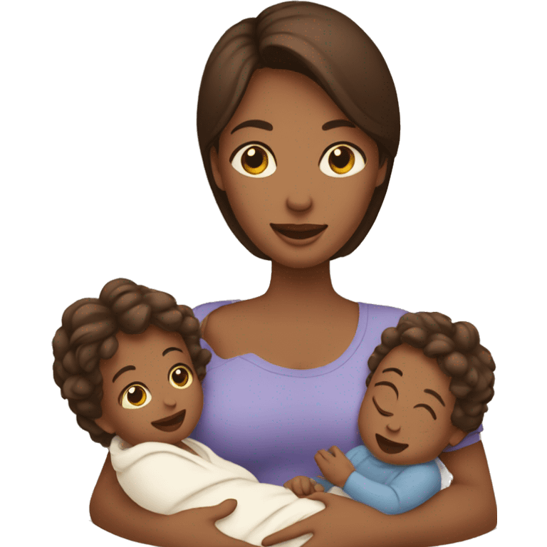 Mom holding  babies boy twins  emoji