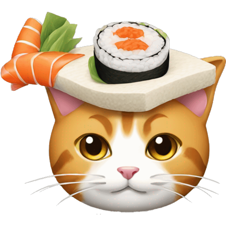 cat wearing sushi as a hat emoji