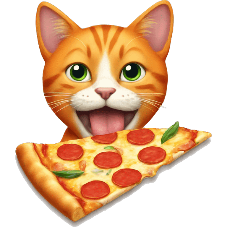 Orange cat eating pizza emoji