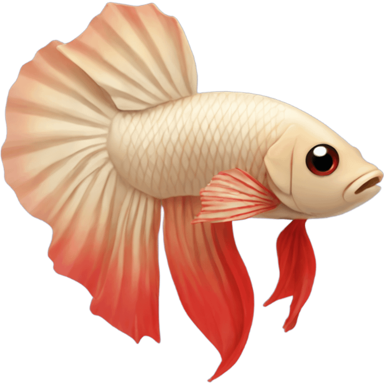 Beige betta fish with red short fins  emoji