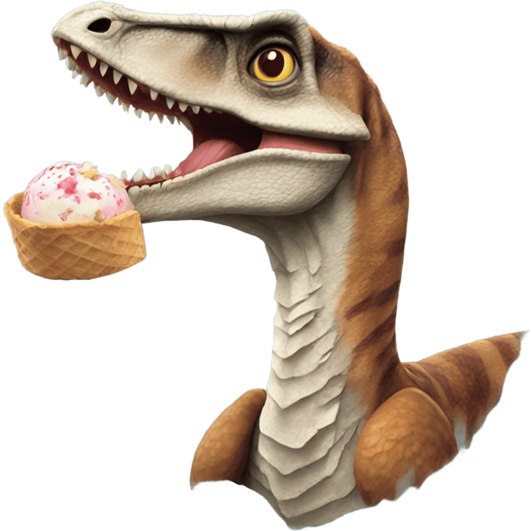 Velociraptor eating icecream emoji