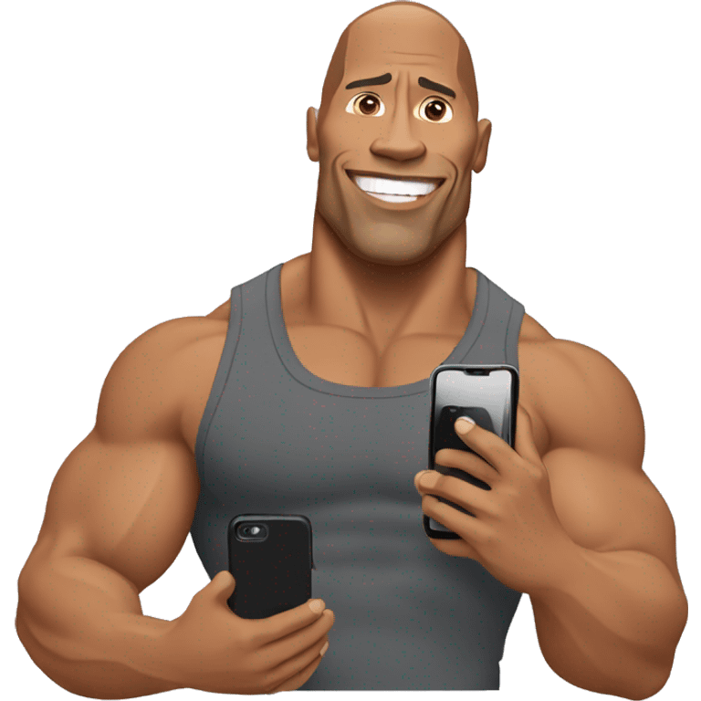 dwayne johnson with a mobile phone emoji