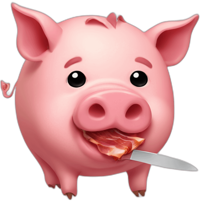 pig slised by knife on a bacon emoji