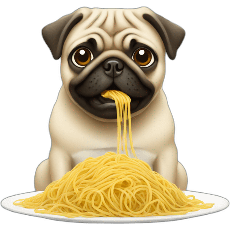 Pug eating spaghetti emoji