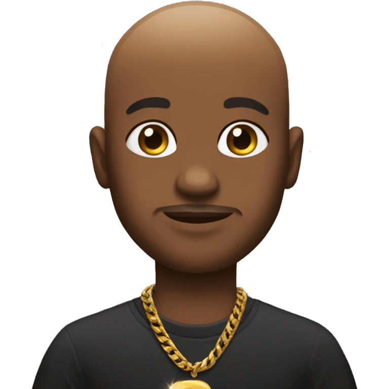 bald black man who has a gold chain with baby oil emoji